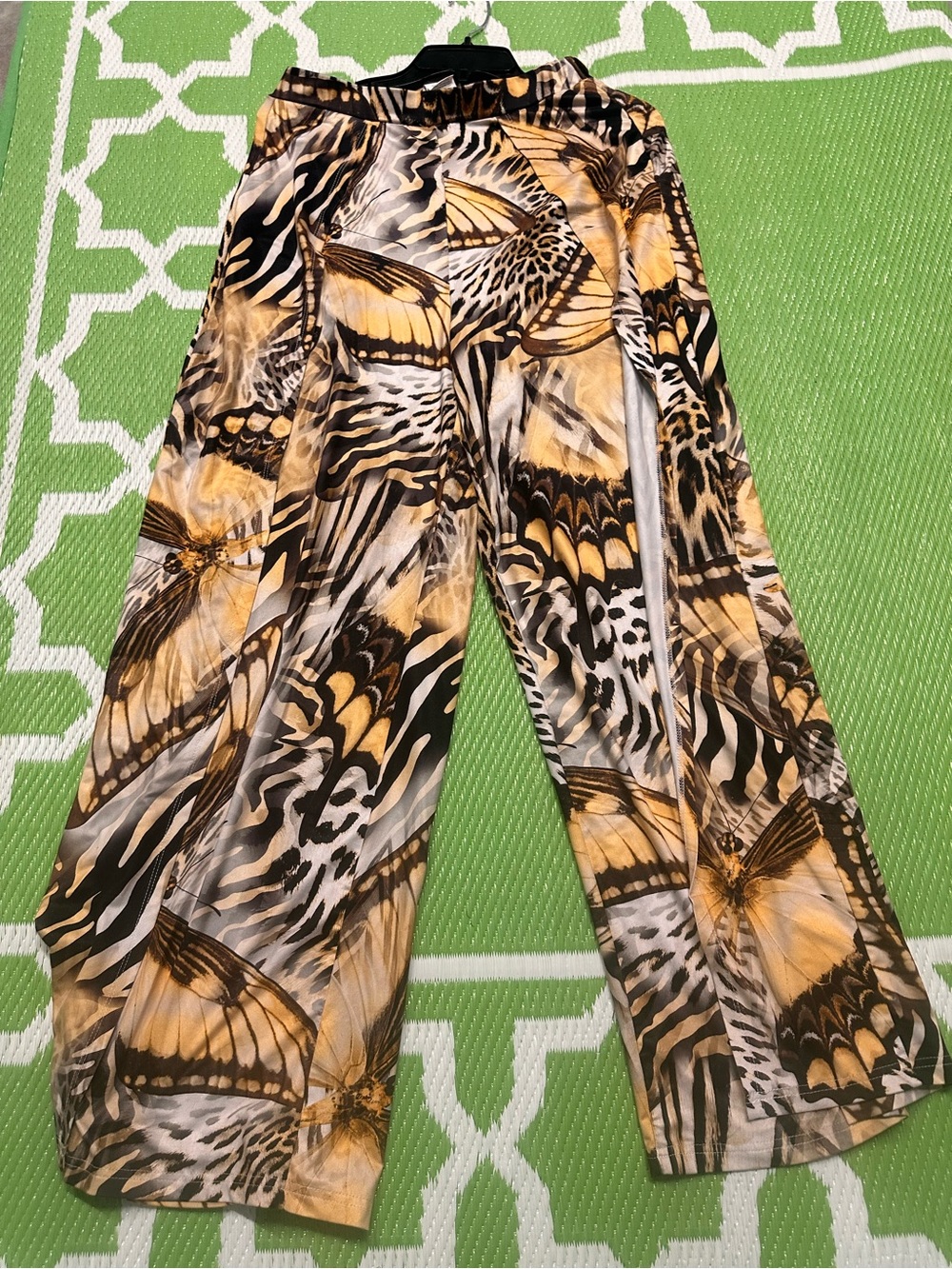 SHEIN Yellow & Black Butterfly Wide-Leg Pants